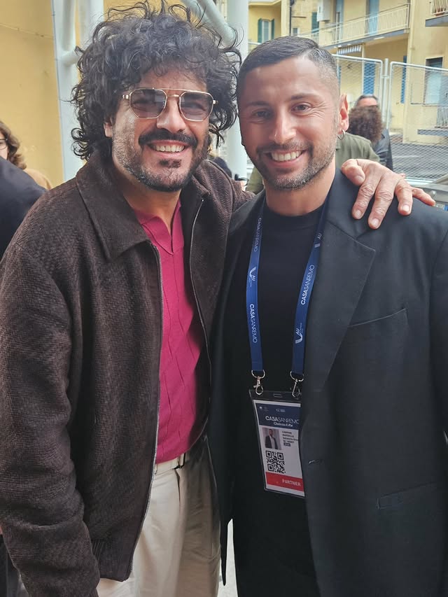 Il team Orso Bianco con Francesco Renga a Casa Sanremo